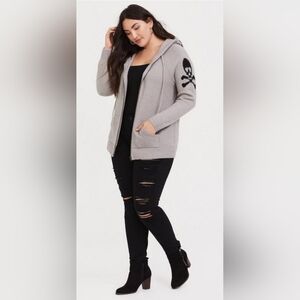 Torrid Skull & bones zip hoodie, Size 2/2x, grey